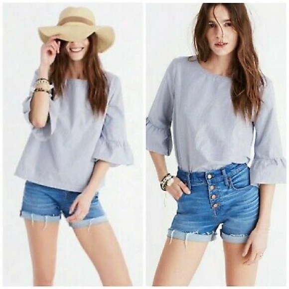 Madewell Striped Bell-Sleeve Top - Picture 1 of 3